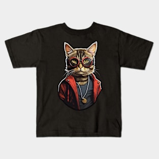 Cat In Human Clothes Unique Design Kids T-Shirt